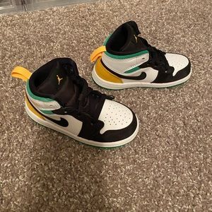 Jordan 1 yellow green black and yellow. Brand new! Never worn. Toddler 8c